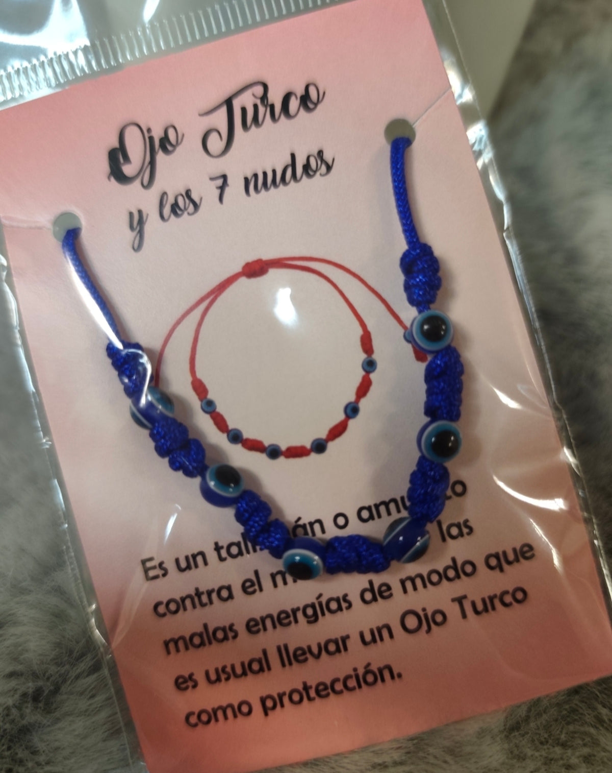 Pulsera 7 nudos ojo turco azul