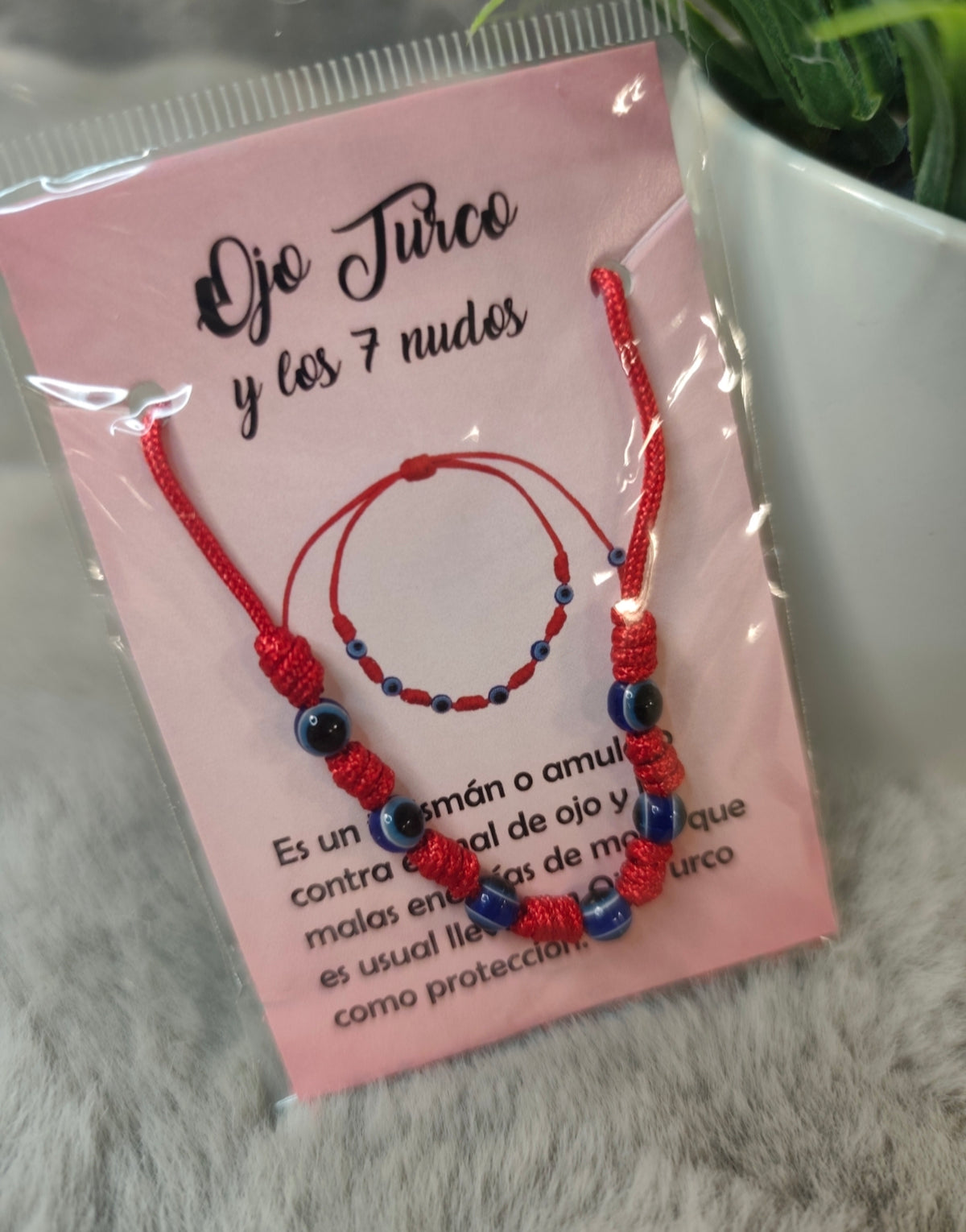 Pulsera 7 nudos roja con ojos turcos