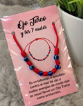 Pulsera 7 nudos roja con ojos turcos
