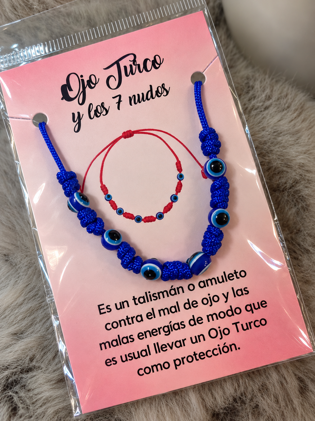 Pulsera 7 nudos ojo turco azul
